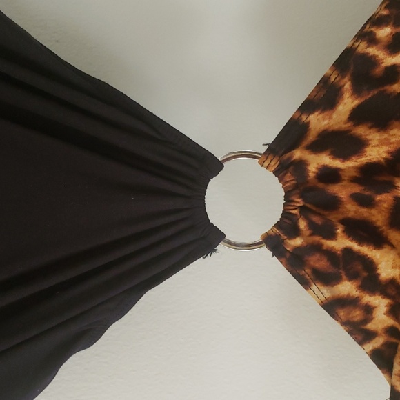 Maxi Dress Sleeveless Scoop Neck Cut Outs O-Ring Detail High Slit - Picture 6 of 7